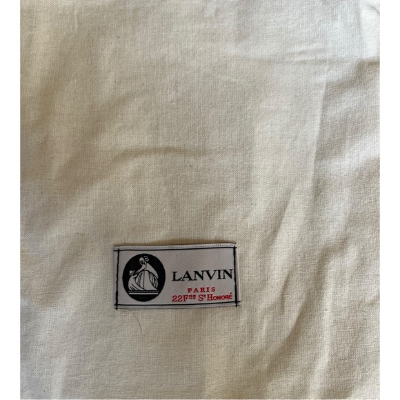 Lanvin Dust Bag in Cream Fabric with Black Satin Ribbon Tie Closure and Patch - Picture 6 of 8